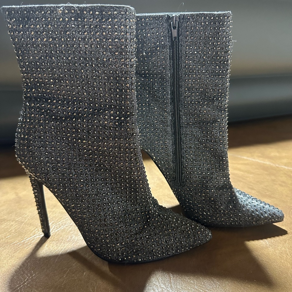Sparkling Silver Steven Madden Wifey High Heel Boots
